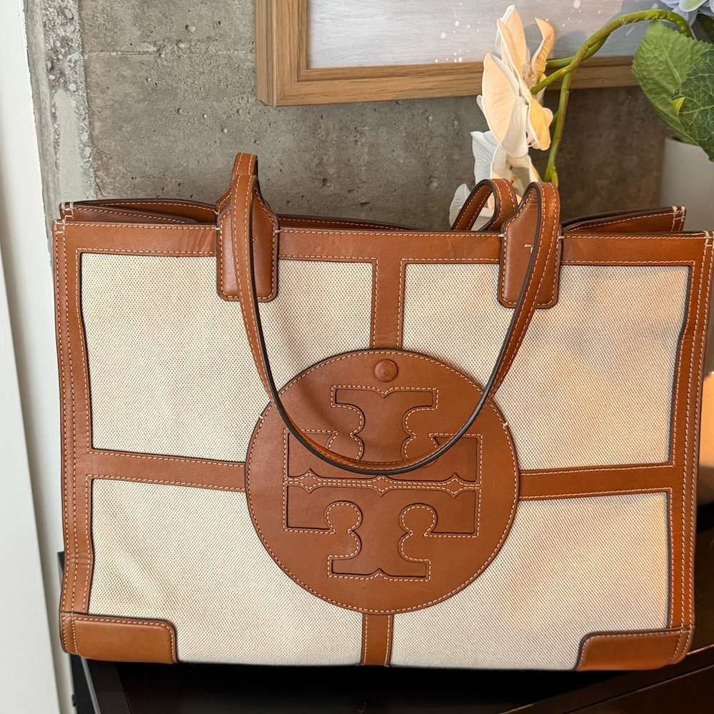 Tory Burch Ella Canvas Quadrants Tote Bag